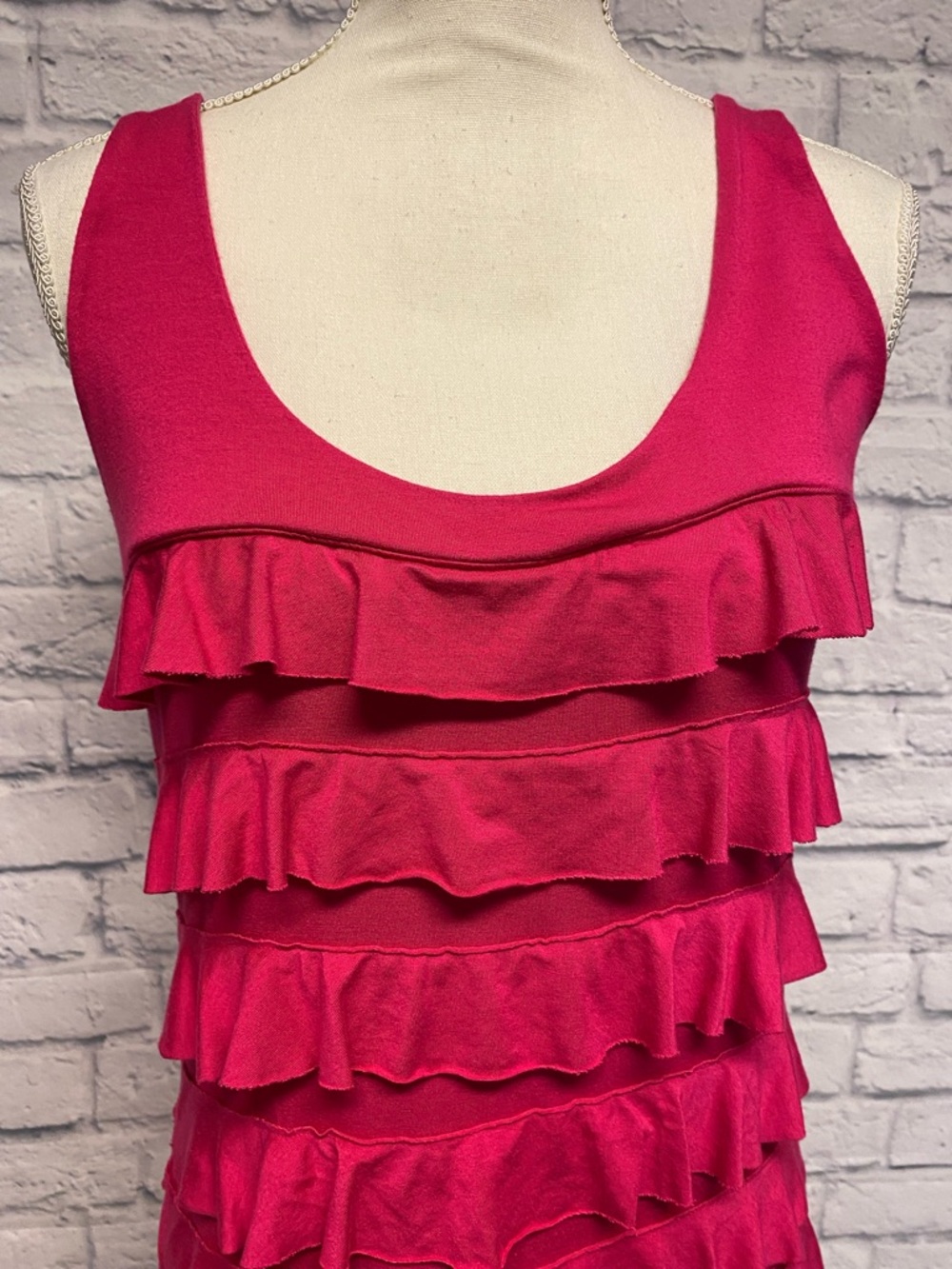 Express Pink Ruffle Tiered Mini Dress Size Medium - Picture 3 of 7